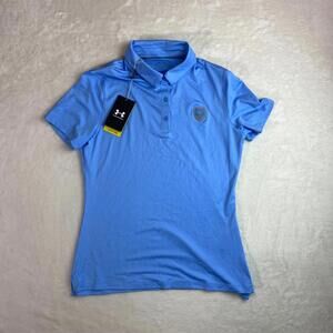 Under Armour Golf Shirt Polo Womens‎ Small Baby Blue Palm Beach Yellow